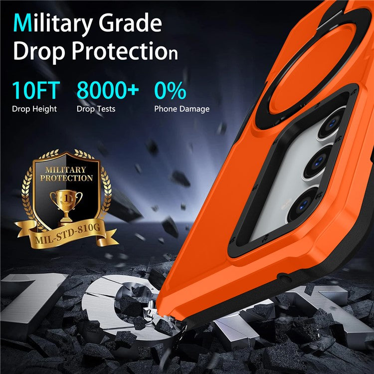 For Samsung Galaxy S23 FE Case Hybrid TPU+PC Kickstand Anti-scratch Phone Protector - Orange