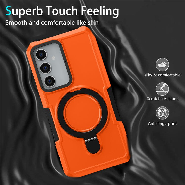 For Samsung Galaxy S23 FE Case Hybrid TPU+PC Kickstand Anti-scratch Phone Protector - Orange