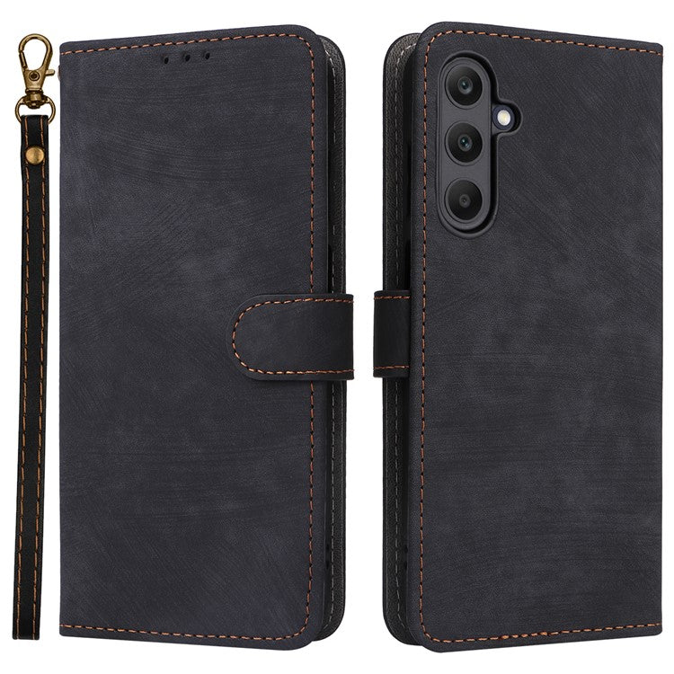 For Samsung Galaxy A25 5G (Global) (161.0 x 76.5 x 8.3mm) Case Wallet PU Leather RFID Blocking 3 Card Slots Protective Cover - Black