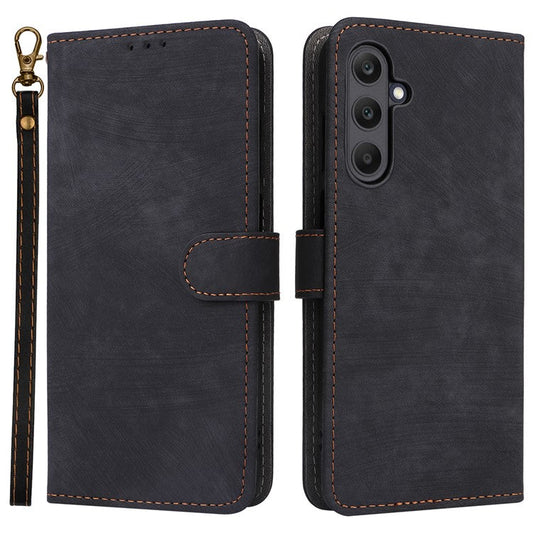 For Samsung Galaxy A25 5G (Global) (161.0 x 76.5 x 8.3mm) Case Wallet PU Leather RFID Blocking 3 Card Slots Protective Cover - Black