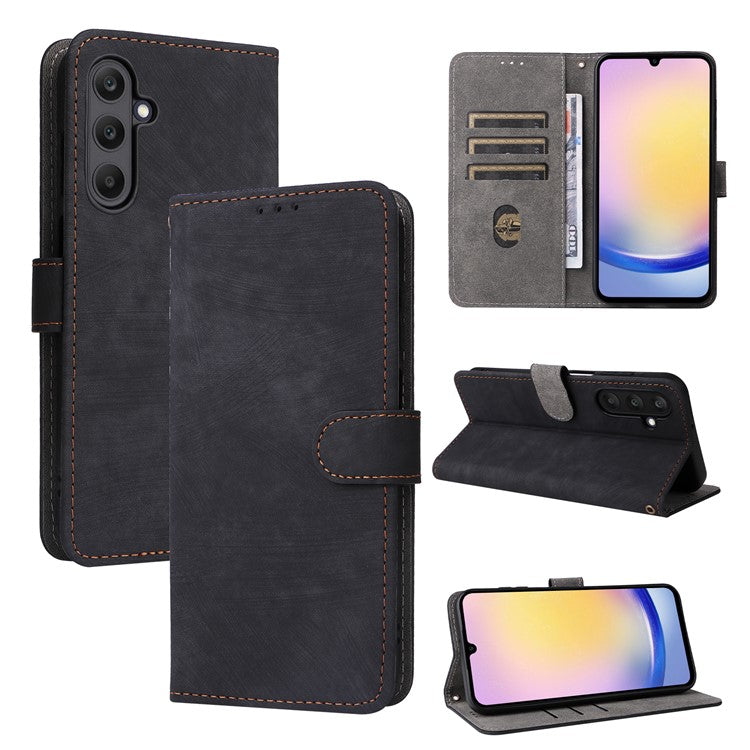 For Samsung Galaxy A25 5G (Global) (161.0 x 76.5 x 8.3mm) Case Wallet PU Leather RFID Blocking 3 Card Slots Protective Cover - Black