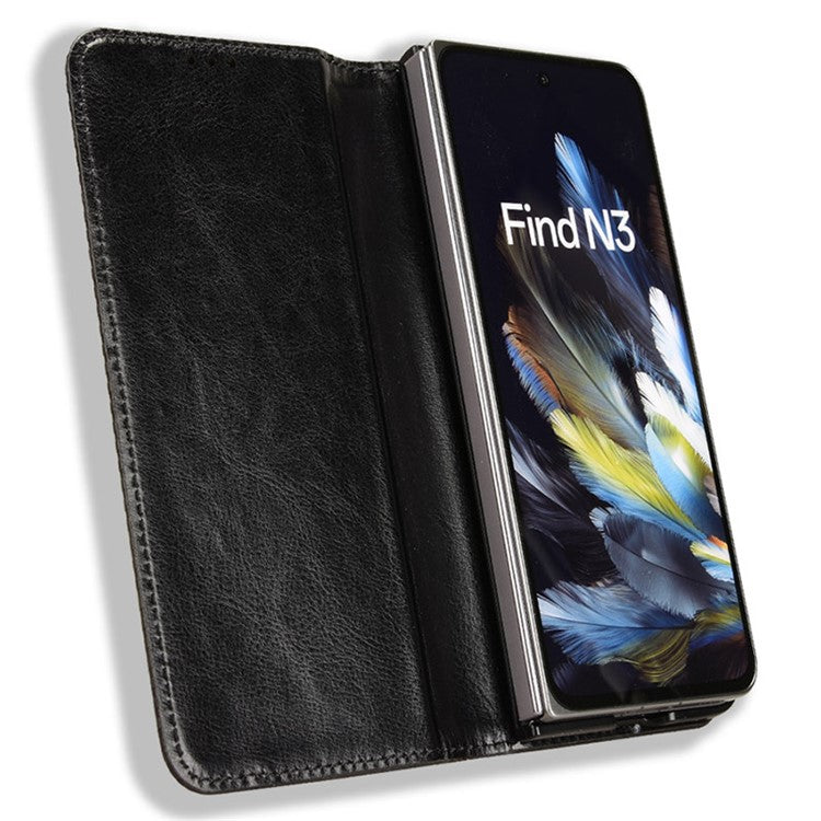 Retro Series For Oppo Find N3 5G / OnePlus Open Case Card Slots PU Leather Phone Covers - Black
