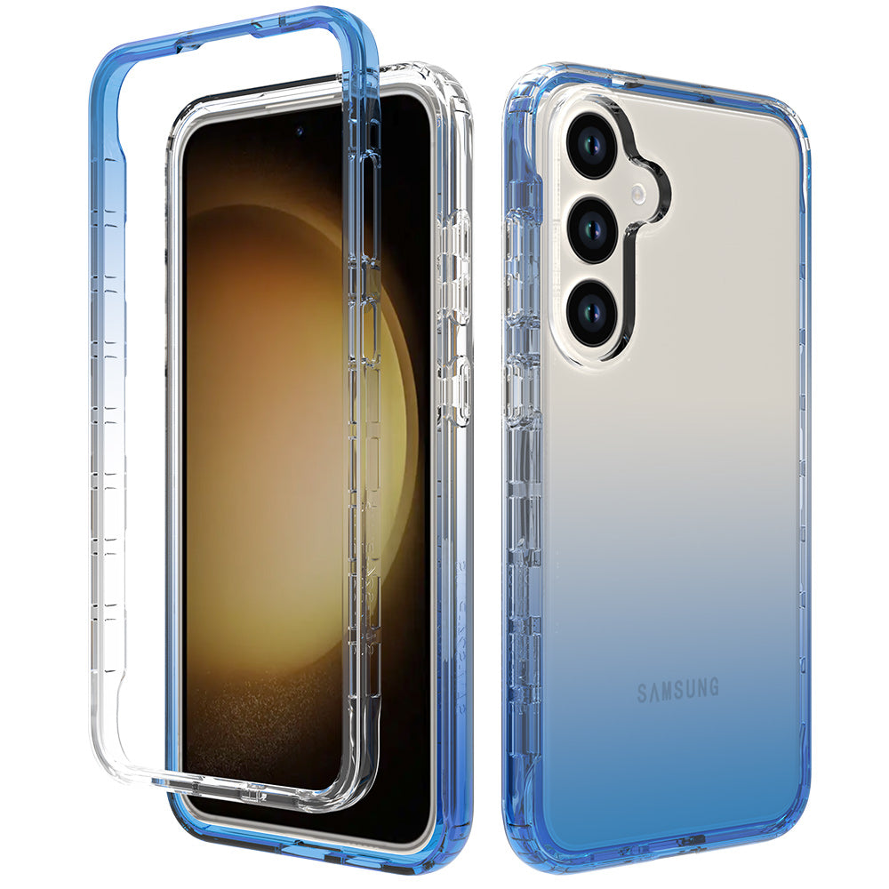 For Samsung Galaxy S24+ Case Anti-drop PC+TPU Clear Gradient Phone Protective Cover - Gradient Blue