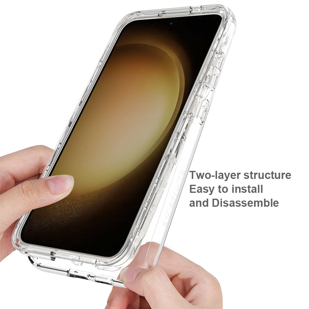 For Samsung Galaxy S24 Cell Phone Case Shockproof PC+TPU Clear Gradient Back Cover -  Transparent