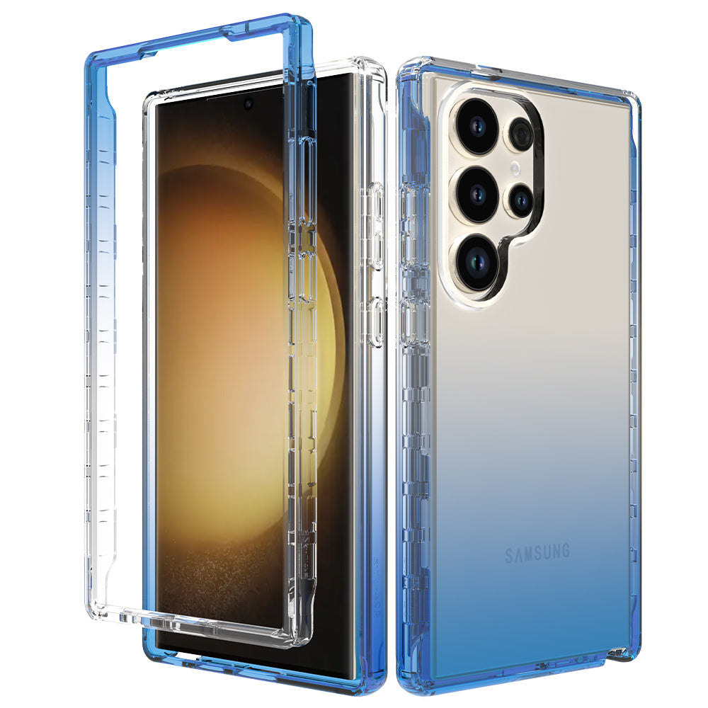 For Samsung Galaxy S24 Ultra Case Drop-resistant PC+TPU Clear Gradient Phone Protective Shell - Gradient Blue