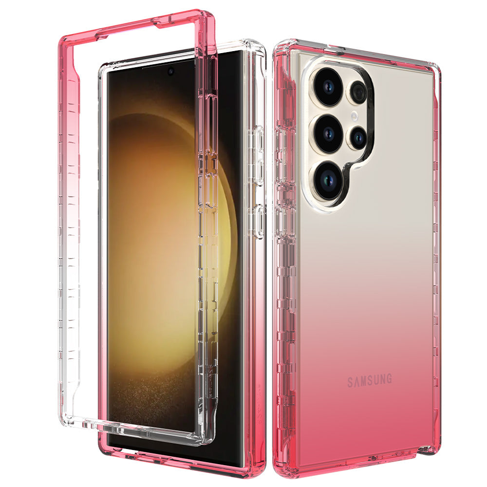 For Samsung Galaxy S24 Ultra Case Drop-resistant PC+TPU Clear Gradient Phone Protective Shell - Gradient Red
