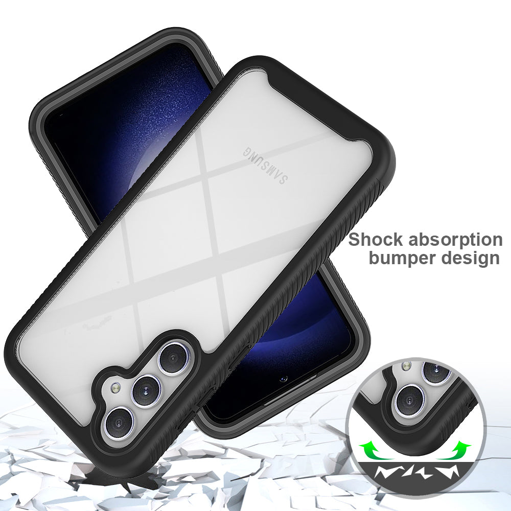 For Samsung Galaxy S24 Case Scratch-proof PC+TPU Smart Phone Back Cover with Screen Protector - Black