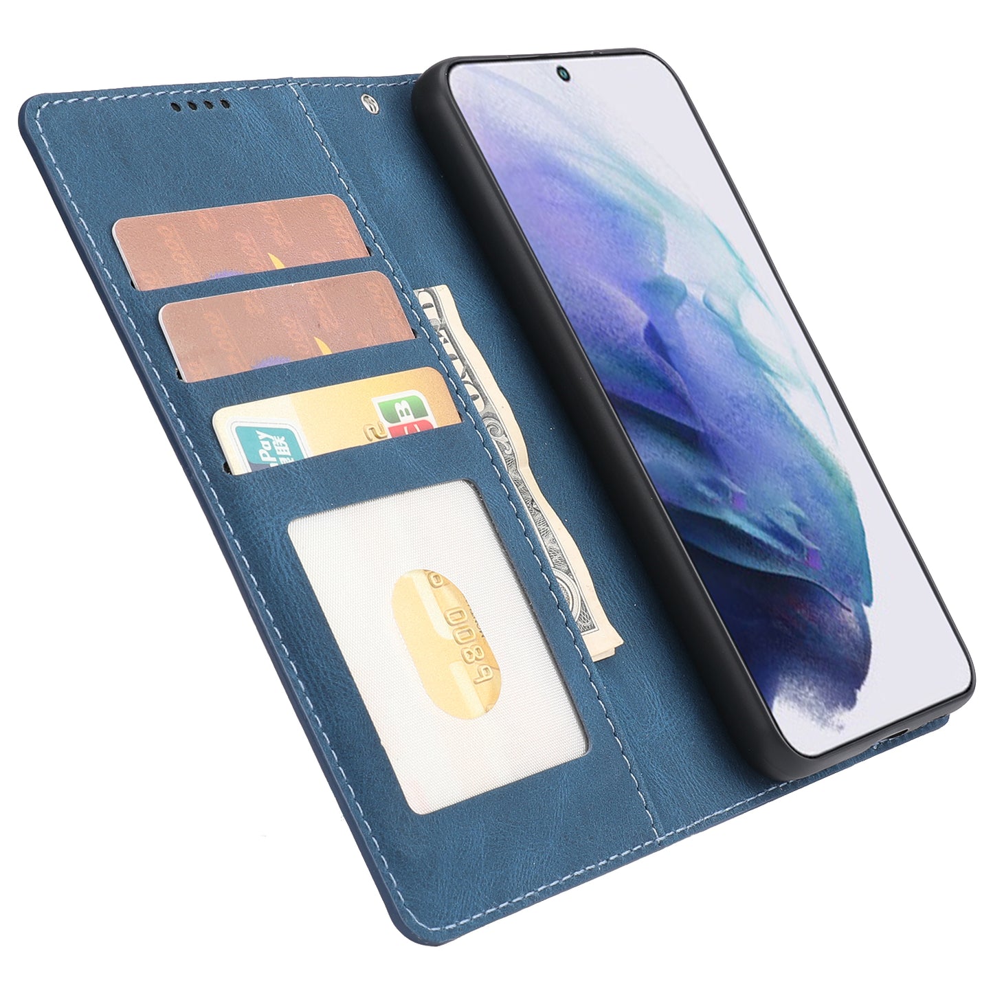 For Samsung Galaxy S24 Classic Dreamy Leather Phone Case Wallet Stand - Blue