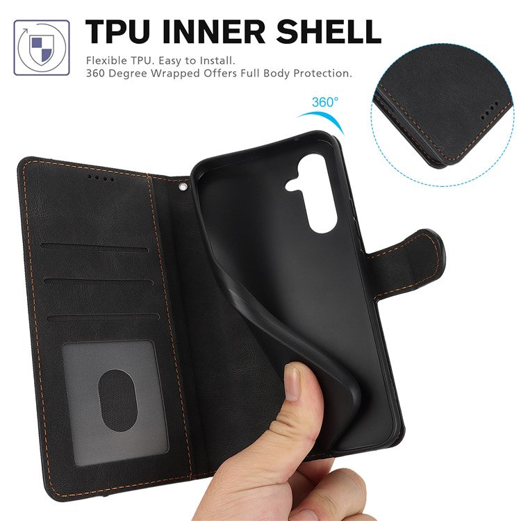 For Samsung Galaxy A55 5G Phone Case Wallet Leather Stand Cover - Black