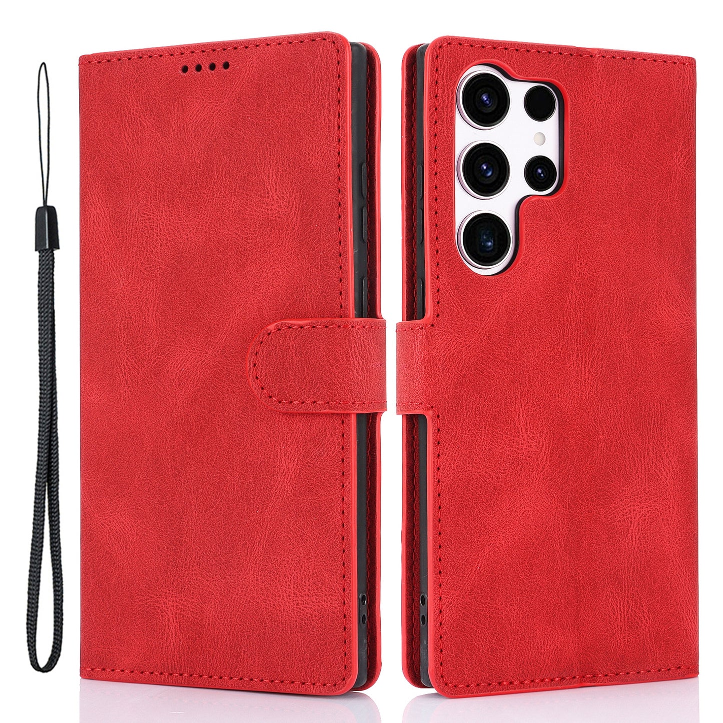 For Samsung Galaxy S24 Ultra Dreamy Leather Case Wallet Stand Phone Cover - Red