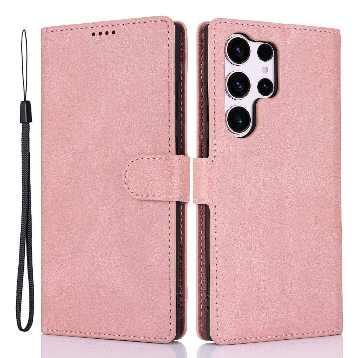 For Samsung Galaxy S24 Ultra Dreamy Leather Case Wallet Stand Phone Cover - Pink