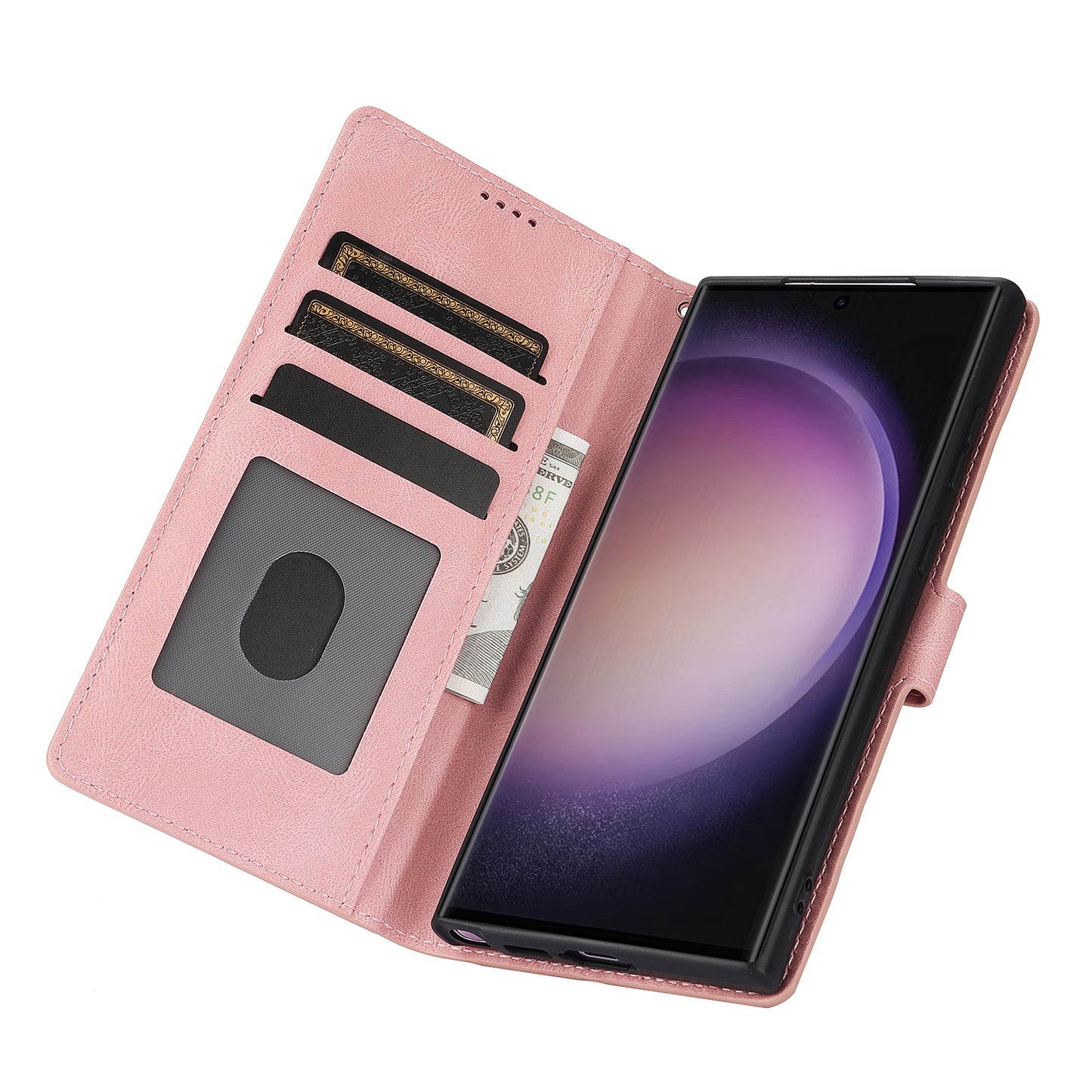 For Samsung Galaxy S24 Ultra Dreamy Leather Case Wallet Stand Phone Cover - Pink