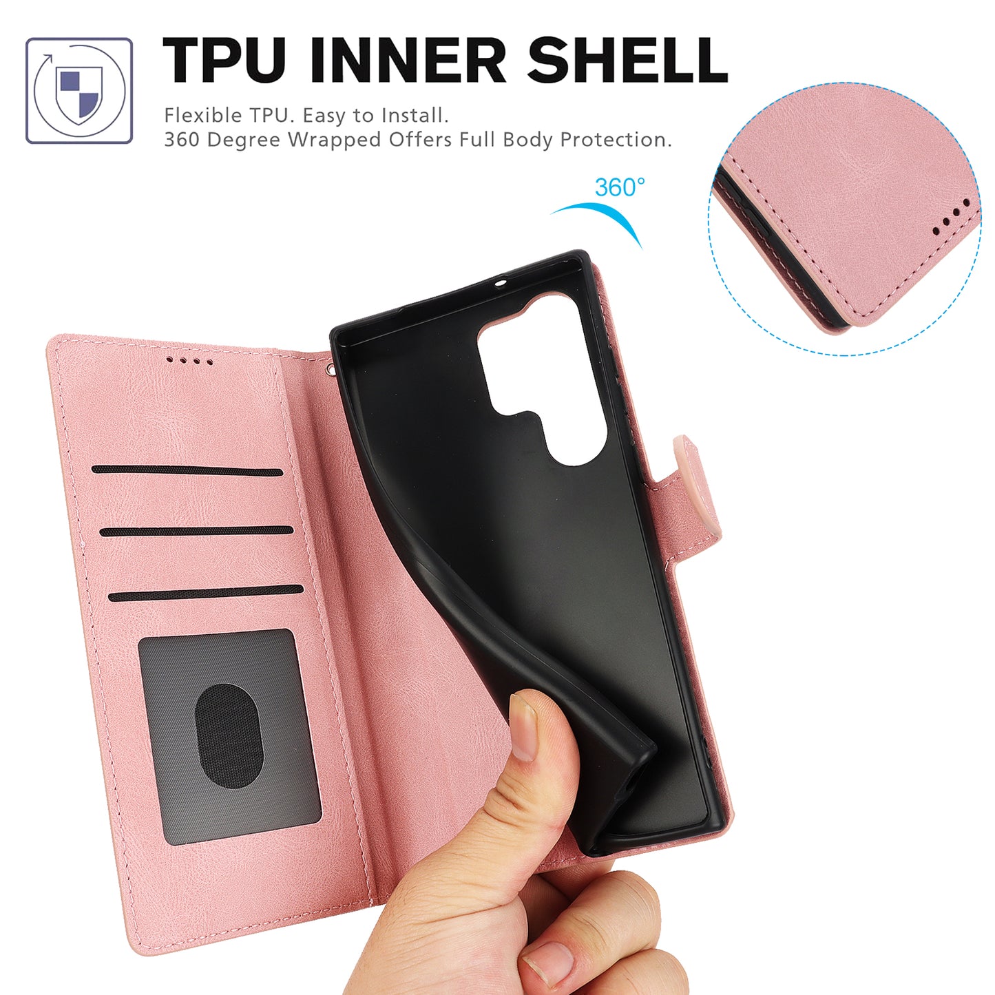 For Samsung Galaxy S24 Ultra Dreamy Leather Case Wallet Stand Phone Cover - Pink