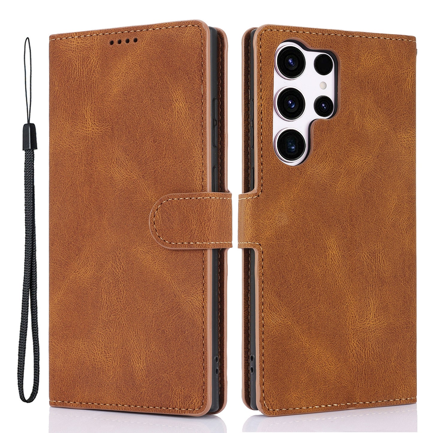 For Samsung Galaxy S24 Ultra Dreamy Leather Case Wallet Stand Phone Cover - Brown