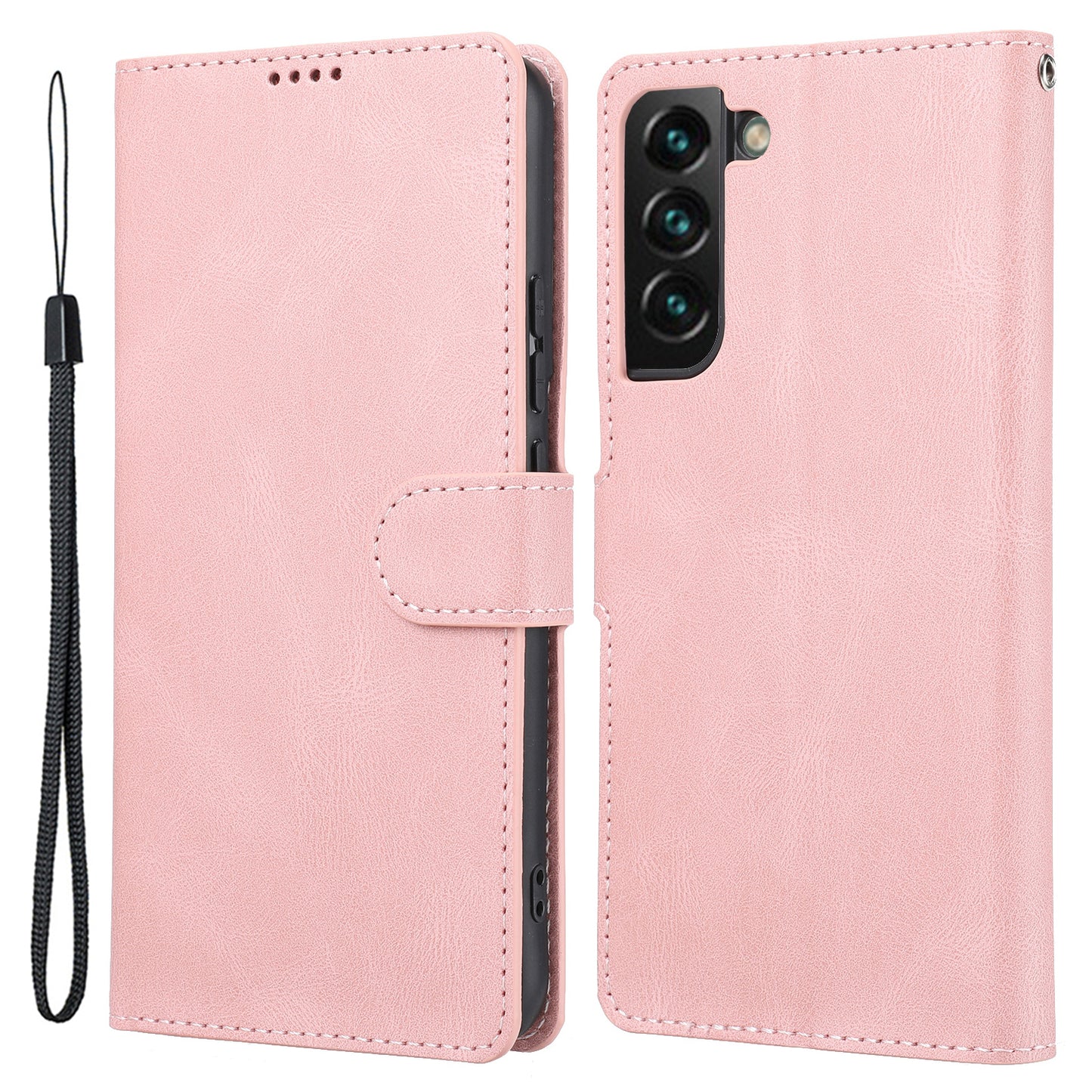 For Samsung Galaxy S24+ Leather Case Wallet Stand Classic Phone Cover - Pink
