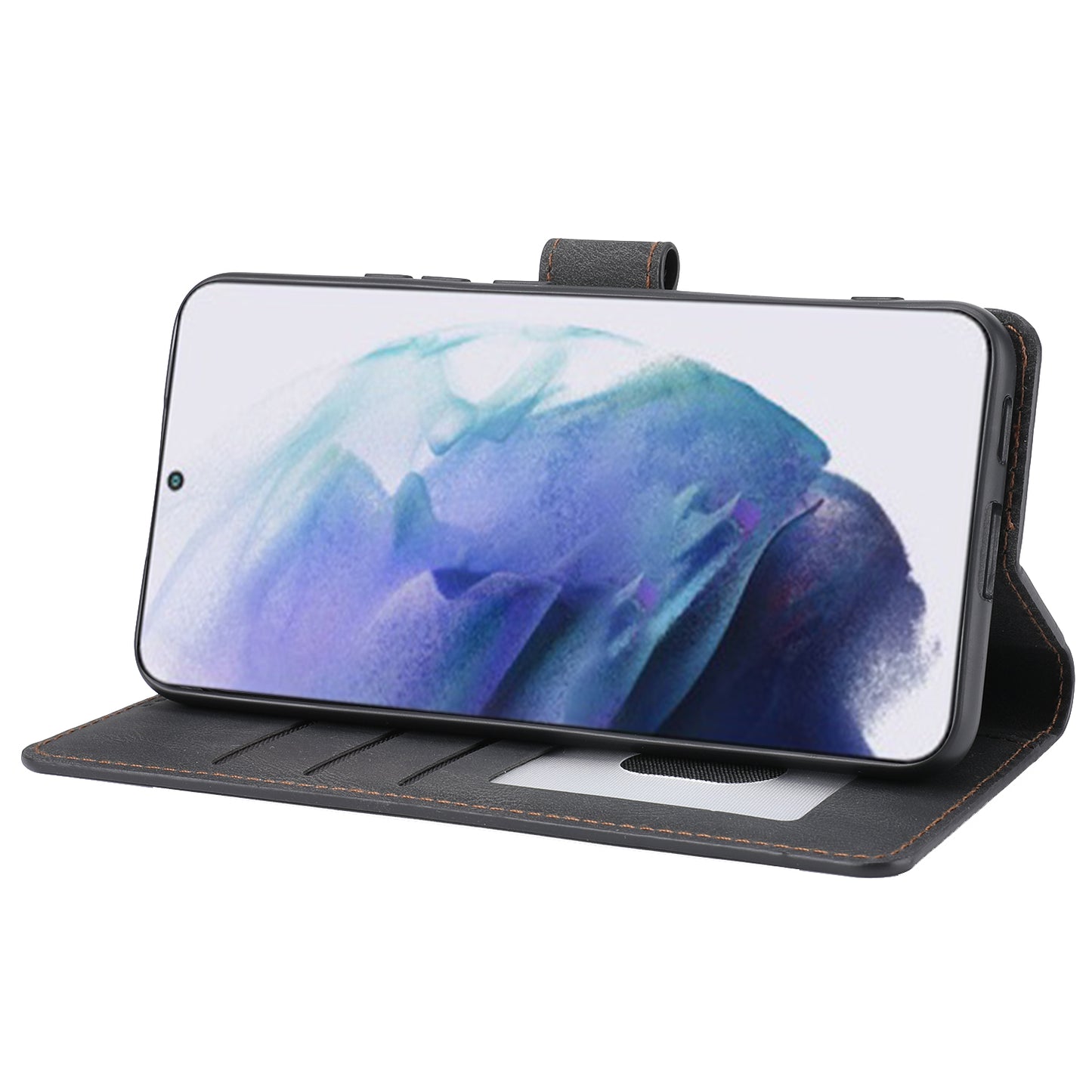 For Samsung Galaxy S24+ Leather Case Wallet Stand Classic Phone Cover - Black