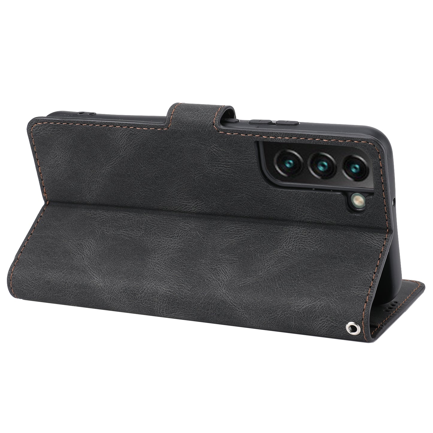 For Samsung Galaxy S24+ Leather Case Wallet Stand Classic Phone Cover - Black