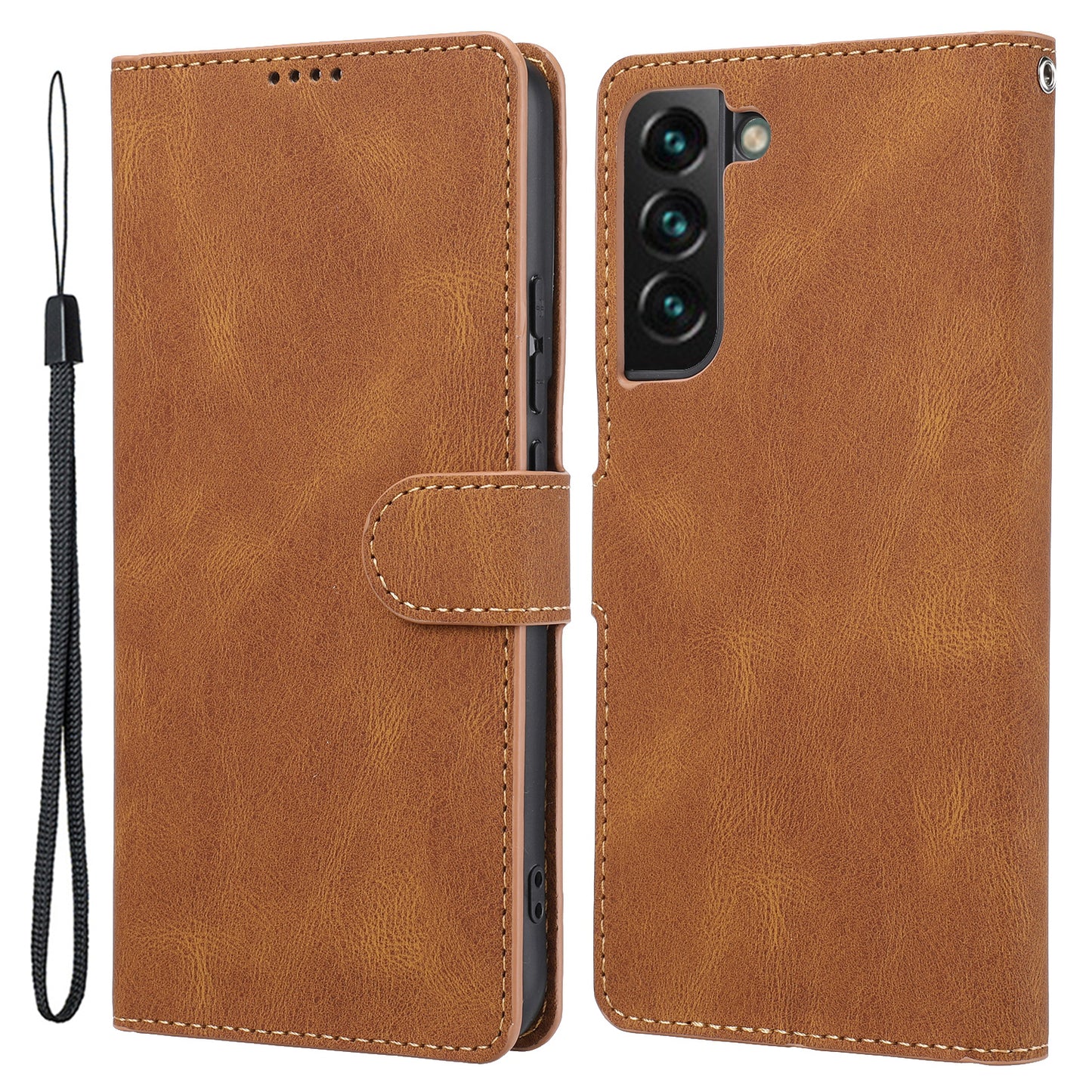 For Samsung Galaxy S24+ Leather Case Wallet Stand Classic Phone Cover - Brown