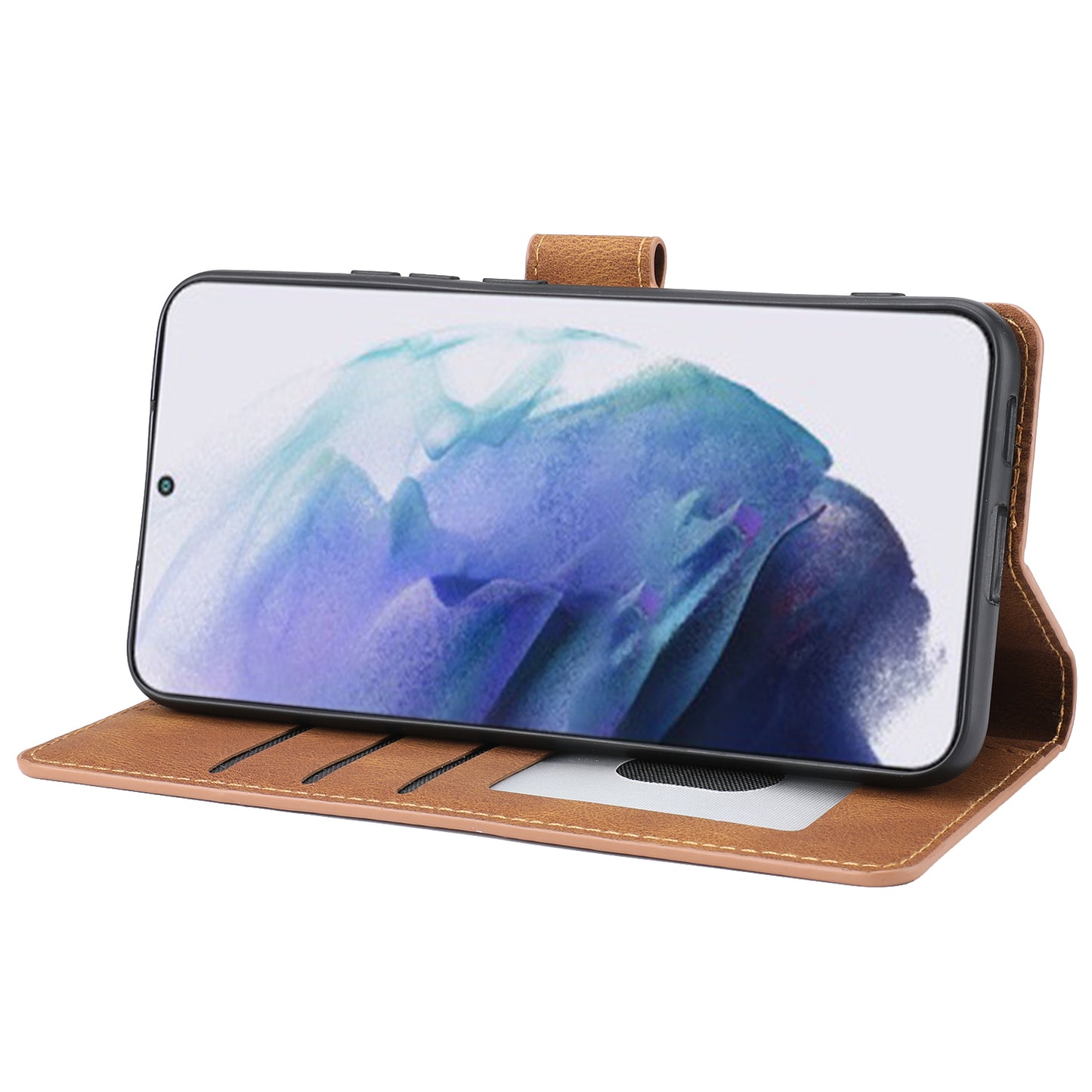For Samsung Galaxy S24+ Leather Case Wallet Stand Classic Phone Cover - Brown