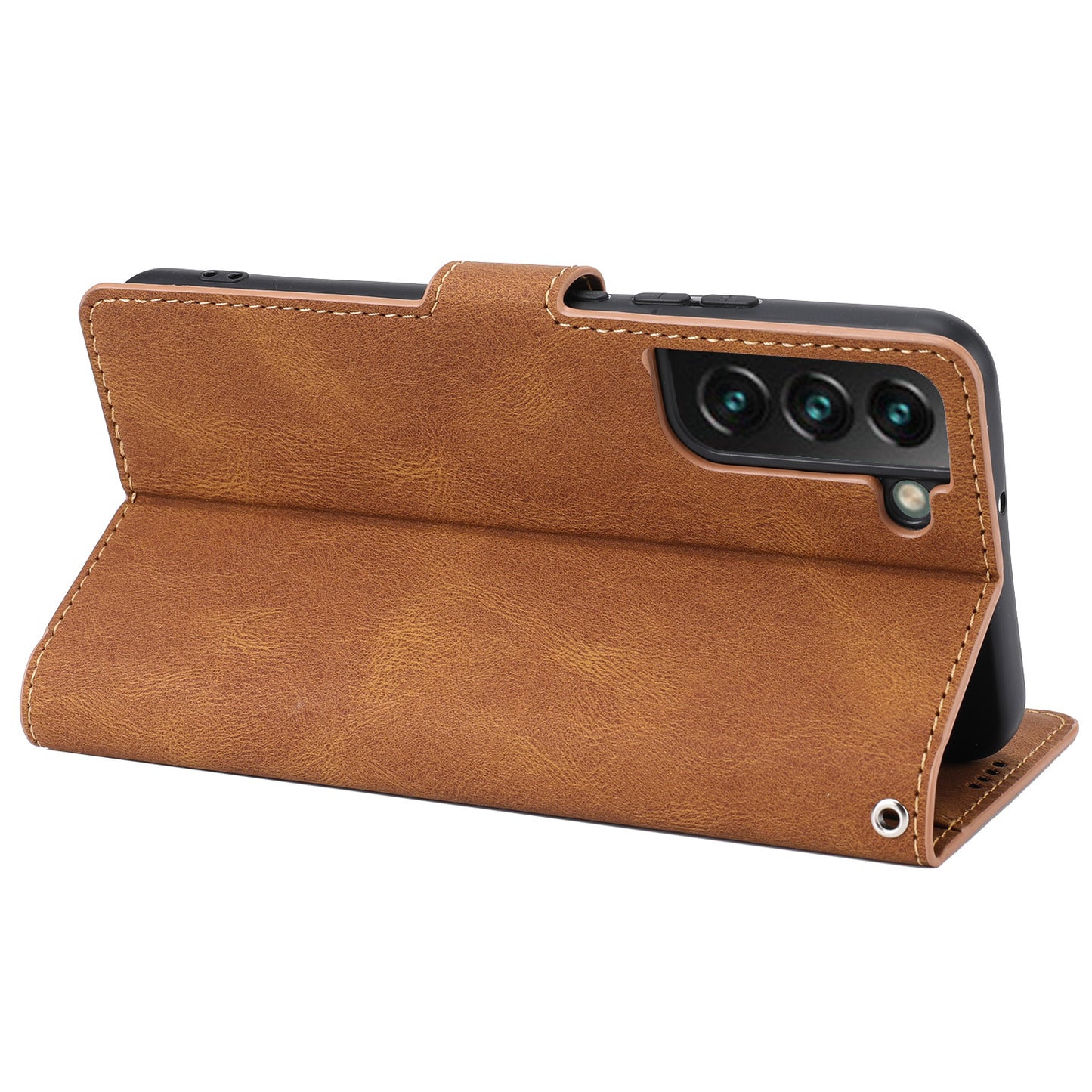 For Samsung Galaxy S24+ Leather Case Wallet Stand Classic Phone Cover - Brown