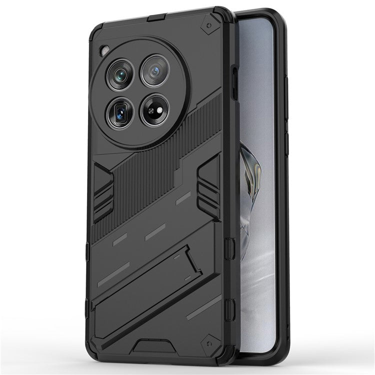 Case for OnePlus 12 5G Built-in Kickstand Dual-Layer TPU+PC Phone Cover - Black