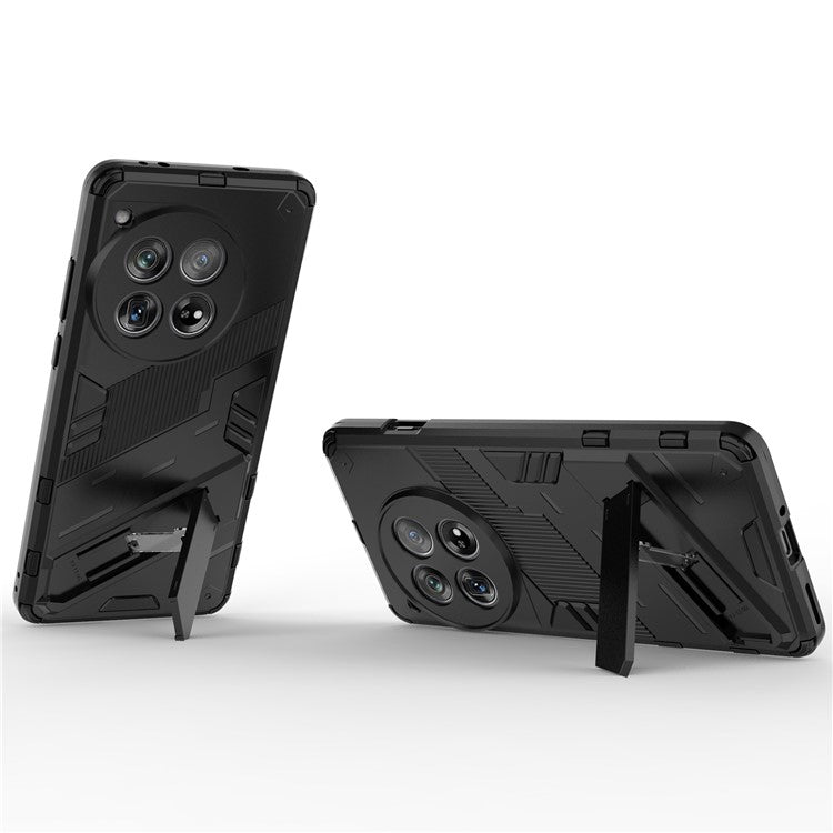 Case for OnePlus 12 5G Built-in Kickstand Dual-Layer TPU+PC Phone Cover - Black