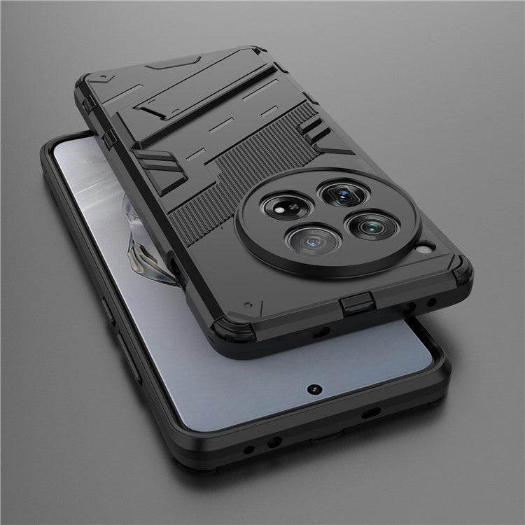 Case for OnePlus 12 5G Built-in Kickstand Dual-Layer TPU+PC Phone Cover - Black