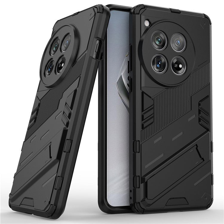 Case for OnePlus 12 5G Built-in Kickstand Dual-Layer TPU+PC Phone Cover - Black