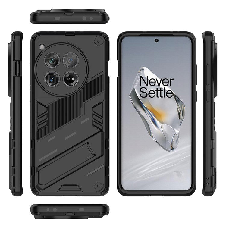 Case for OnePlus 12 5G Built-in Kickstand Dual-Layer TPU+PC Phone Cover - Black