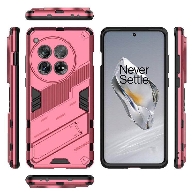 Case for OnePlus 12 5G Built-in Kickstand Dual-Layer TPU+PC Phone Cover - Rose