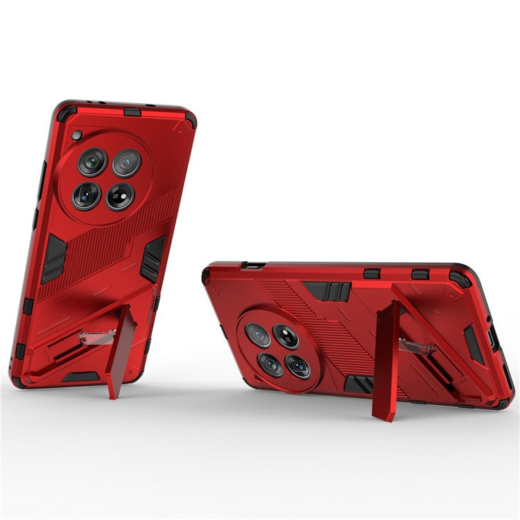Case for OnePlus 12 5G Built-in Kickstand Dual-Layer TPU+PC Phone Cover - Red