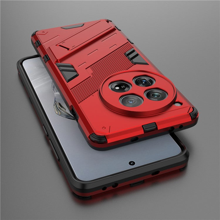 Case for OnePlus 12 5G Built-in Kickstand Dual-Layer TPU+PC Phone Cover - Red