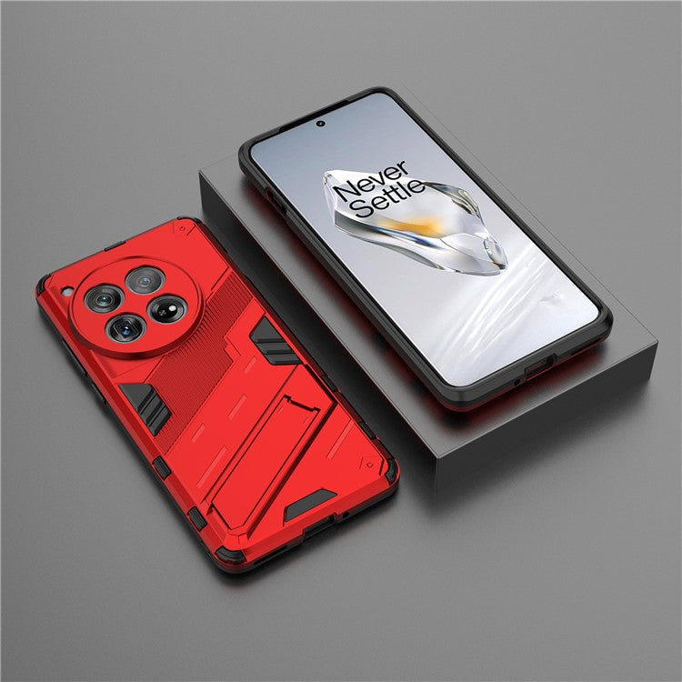 Case for OnePlus 12 5G Built-in Kickstand Dual-Layer TPU+PC Phone Cover - Red