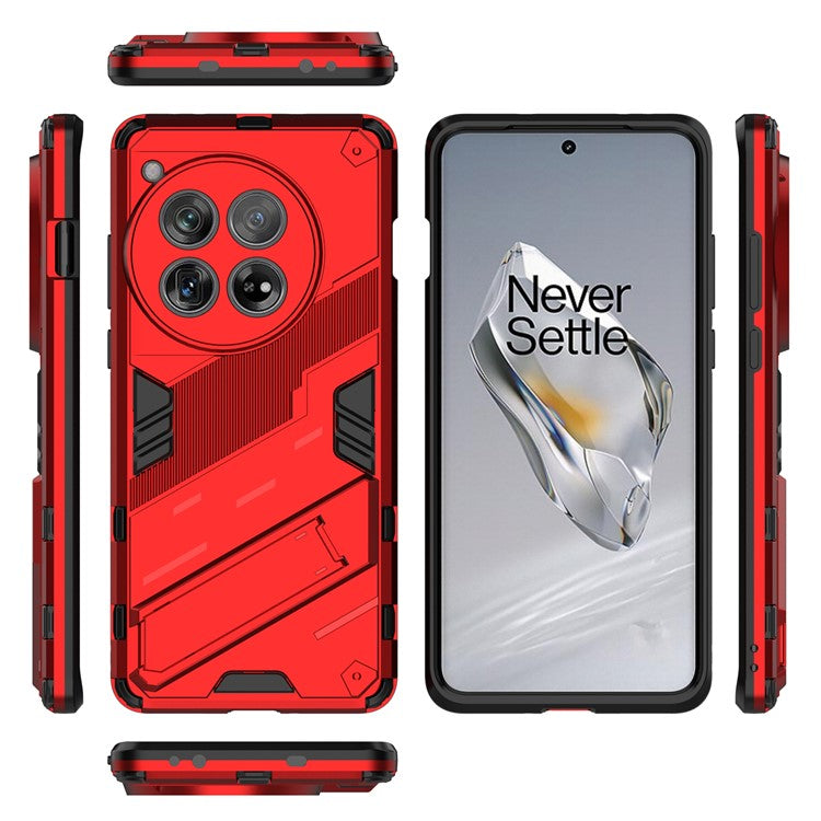 Case for OnePlus 12 5G Built-in Kickstand Dual-Layer TPU+PC Phone Cover - Red