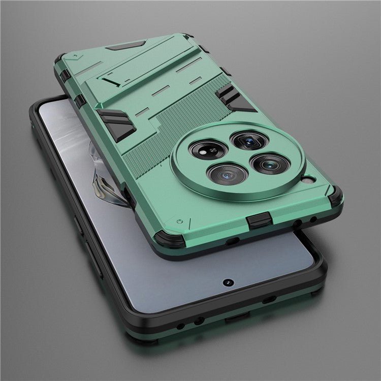 Case for OnePlus 12 5G Built-in Kickstand Dual-Layer TPU+PC Phone Cover - Green