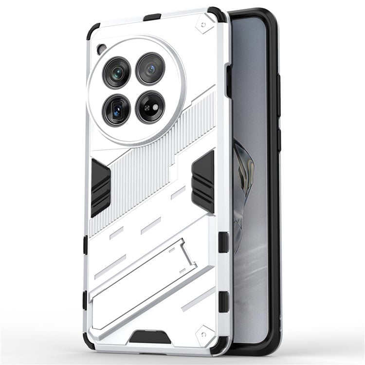 Case for OnePlus 12 5G Built-in Kickstand Dual-Layer TPU+PC Phone Cover - White