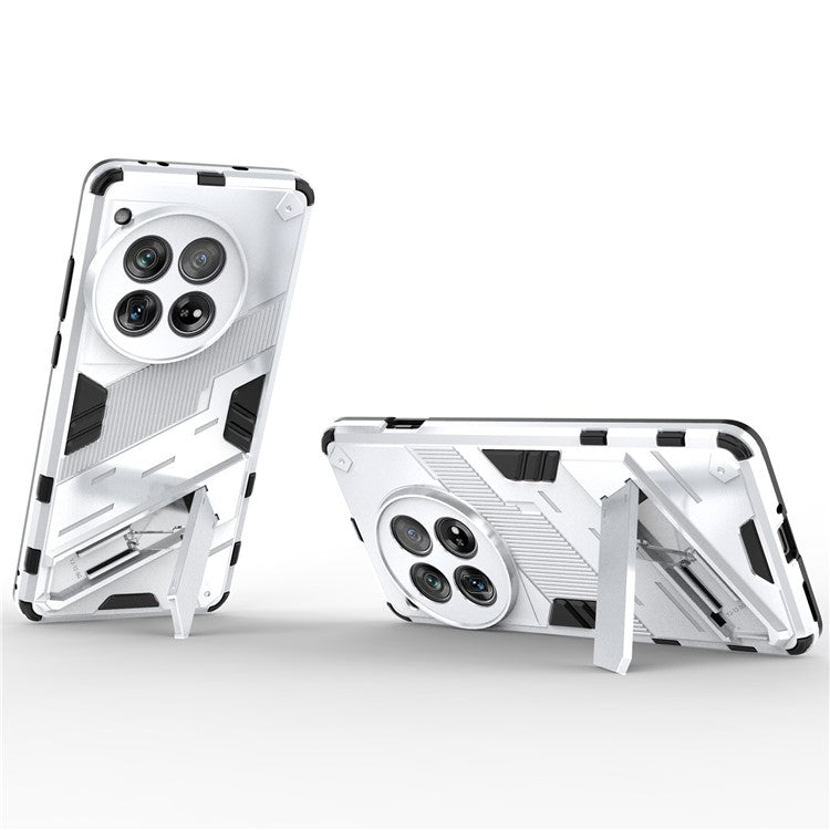 Case for OnePlus 12 5G Built-in Kickstand Dual-Layer TPU+PC Phone Cover - White