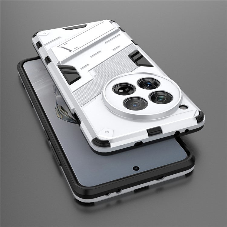 Case for OnePlus 12 5G Built-in Kickstand Dual-Layer TPU+PC Phone Cover - White