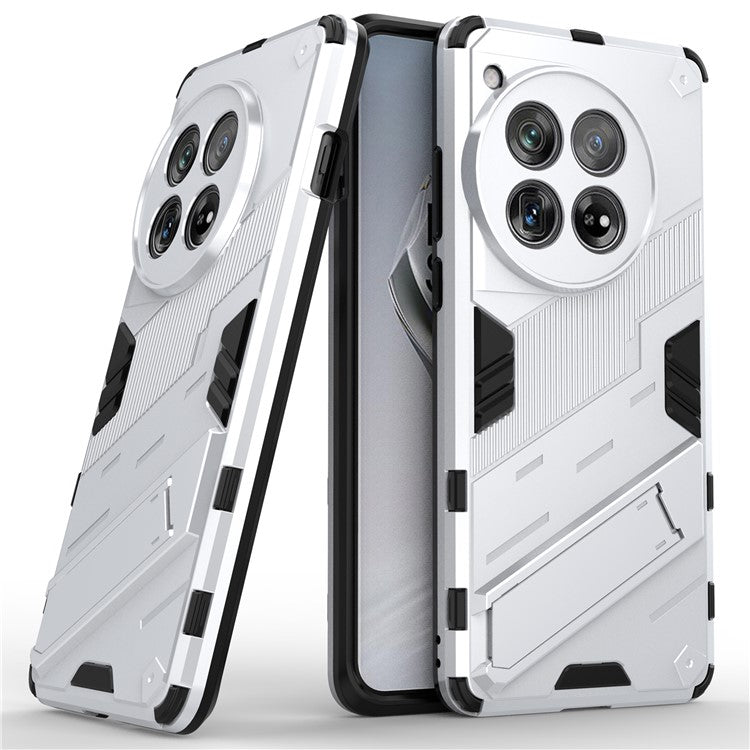 Case for OnePlus 12 5G Built-in Kickstand Dual-Layer TPU+PC Phone Cover - White