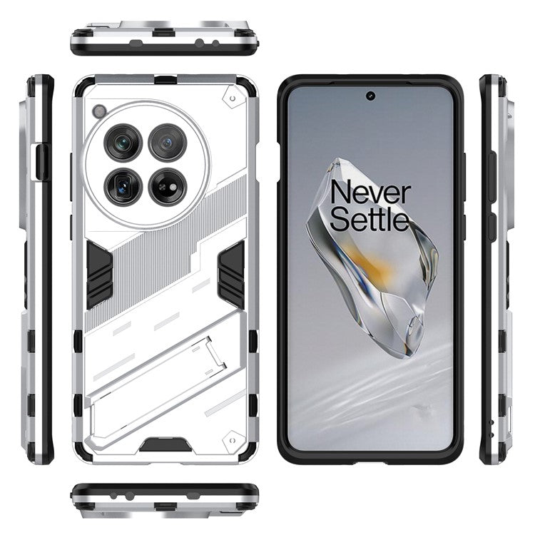 Case for OnePlus 12 5G Built-in Kickstand Dual-Layer TPU+PC Phone Cover - White