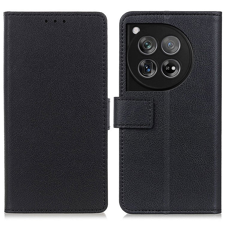 For OnePlus 12 5G PU Leather Case Phone Cover Stand Wallet - Black