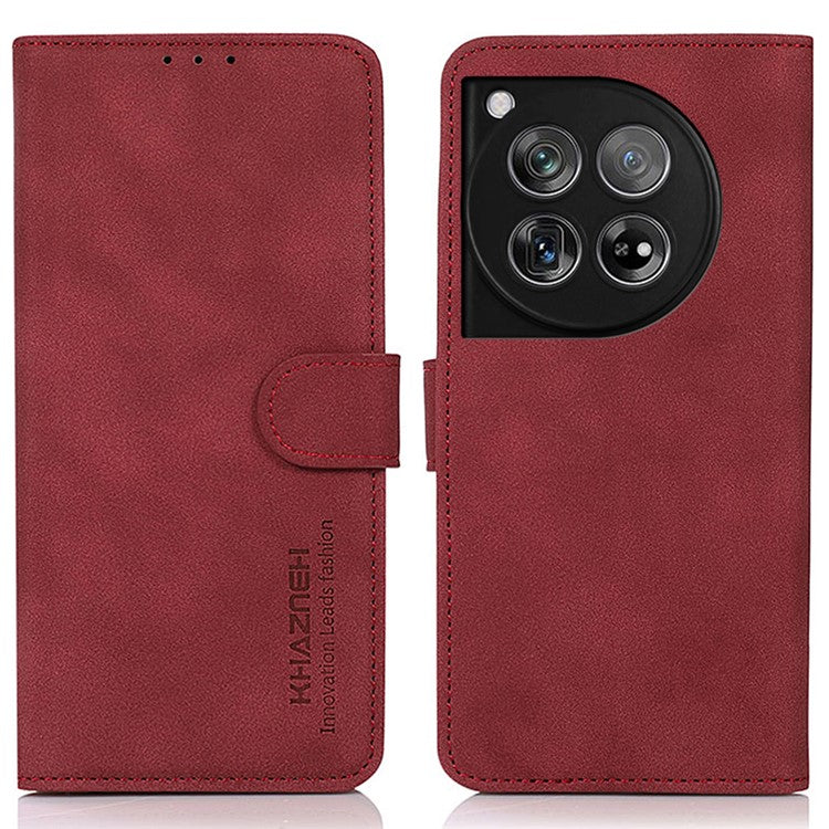 KHAZNEH For OnePlus 12 5G Wallet Phone Case Leather Protective Sleeve - Red