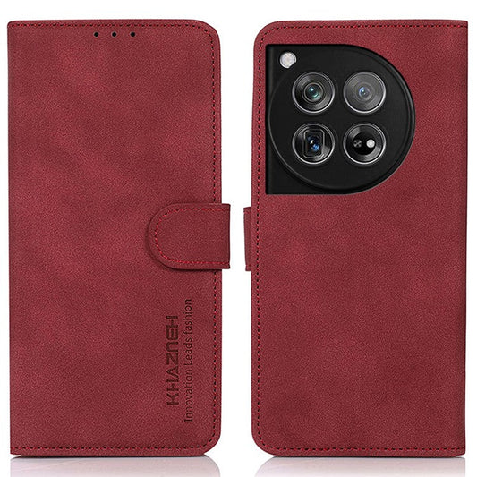 KHAZNEH For OnePlus 12 5G Wallet Phone Case Leather Protective Sleeve - Red