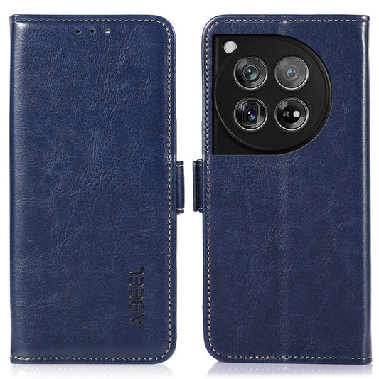 ABEEL For OnePlus 12 5G Wallet Phone Case Crazy Horse PU Leather - Blue
