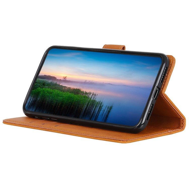 For OnePlus 12 5G Chic Leather Case Cowhide Texture Wallet Stand Cover - Brown