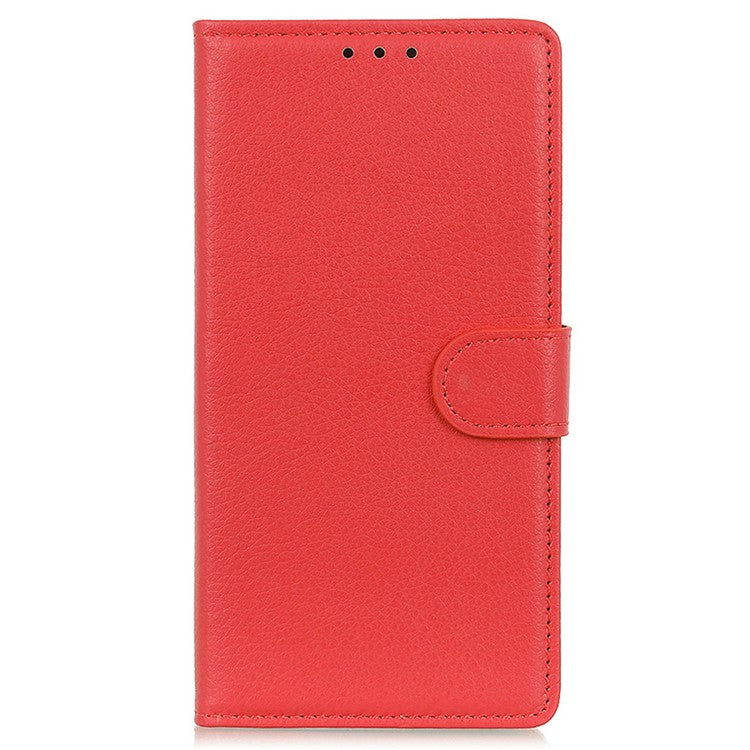 For OnePlus 12 5G Classic Litchi Grain Leather Case Phone Wallet Cover - Red