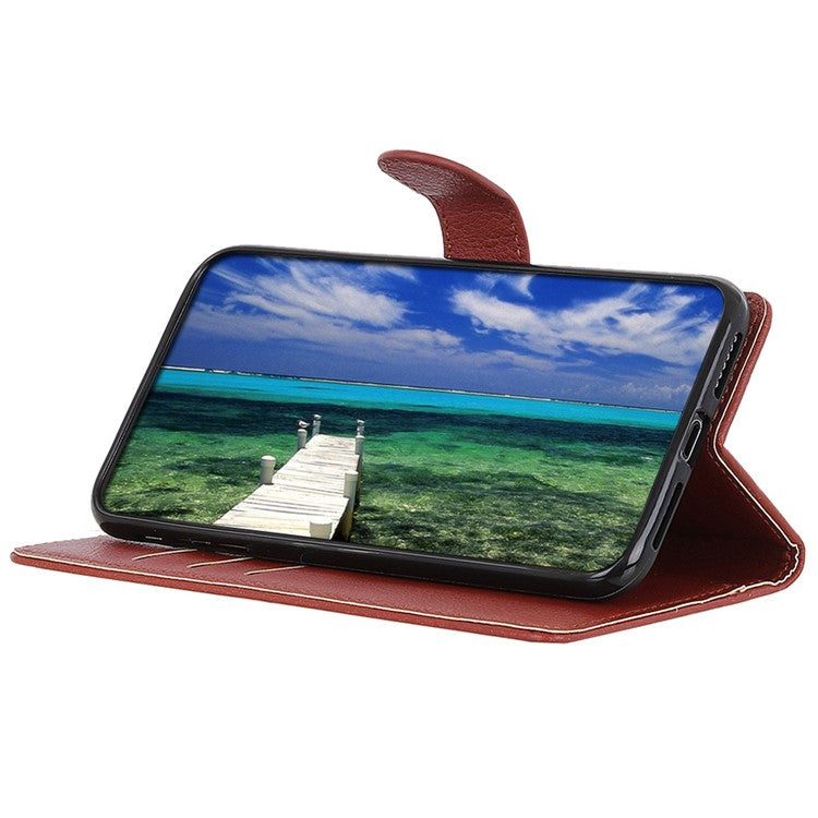 For OnePlus 12 5G Classic Litchi Grain Leather Case Phone Wallet Cover - Brown