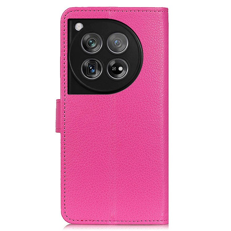 For OnePlus 12 5G Classic Litchi Grain Leather Case Phone Wallet Cover - Rose