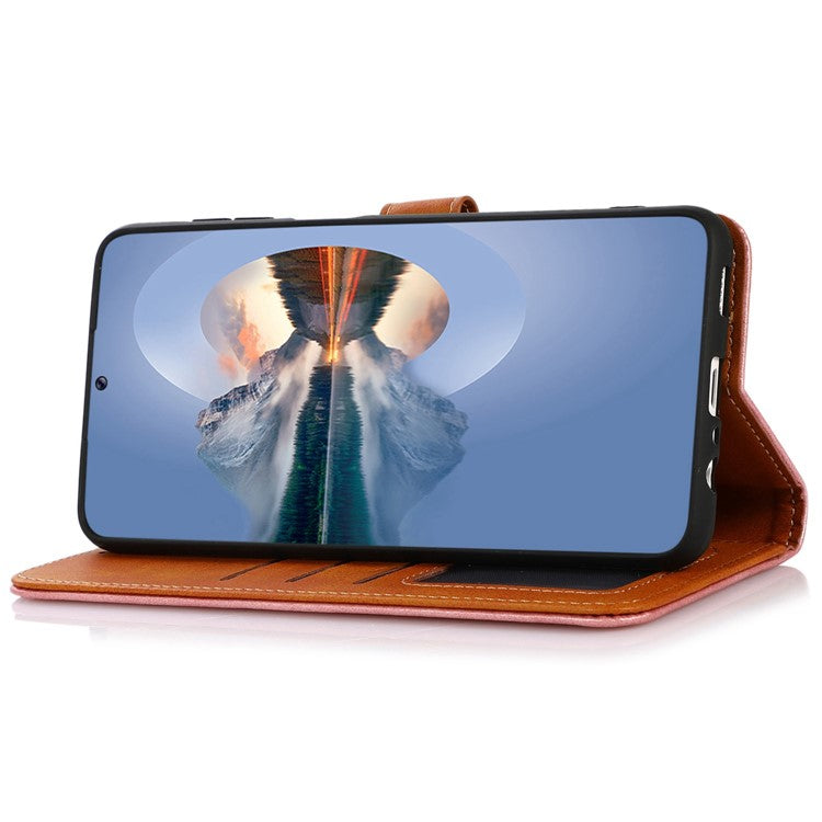 KHAZNEH For OnePlus 12 5G Case PU Leather+TPU Cowhide Texture Phone Guard Cover - Rose Gold