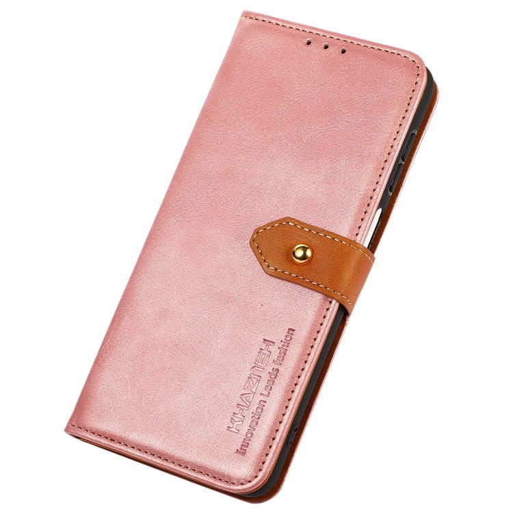 KHAZNEH For OnePlus 12 5G Case PU Leather+TPU Cowhide Texture Phone Guard Cover - Rose Gold